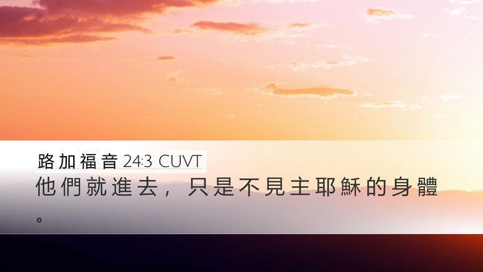 路 加 福 音 24:3 CUVT Desktop Wallpaper - 他 們 就 進 去 ， 只 是 不 見 主 耶 - Desktop Bible Verse Wallpaper
