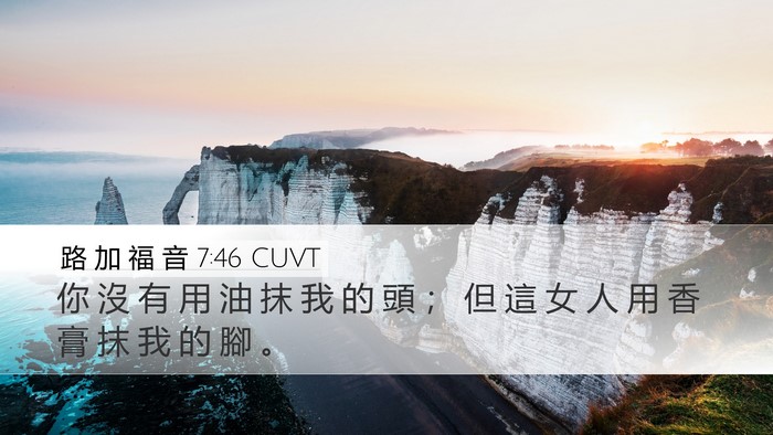 路 加 福 音 7:46 CUVT Desktop Wallpaper - 你 沒 有 用 油 抹 我 的 頭 ； 但 這 - Desktop Bible Verse Wallpaper