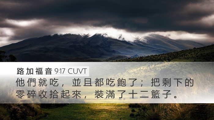 路 加 福 音 9:17 CUVT Desktop Wallpaper - 他 們 就 吃 ， 並 且 都 吃 飽 了 ； - Desktop Bible Verse Wallpaper