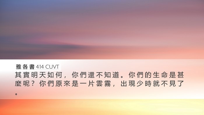 雅 各 書 4:14 CUVT Bible Verse Image