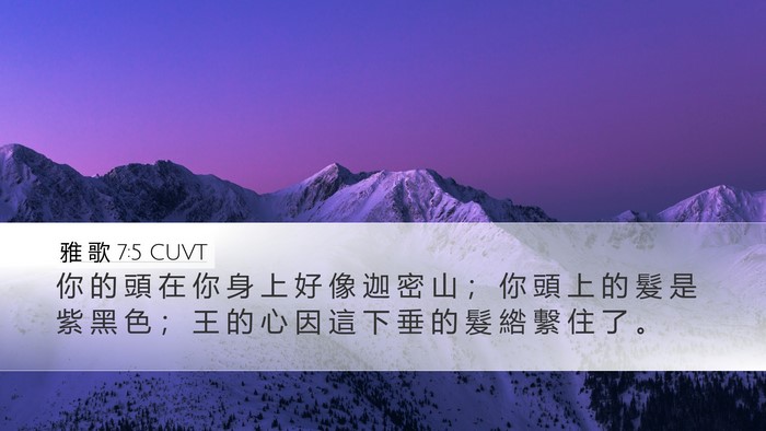 雅 歌 7:5 CUVT Desktop Wallpaper - 你 的 頭 在 你 身 上 好 像 迦 密 山 - Desktop Bible Verse Wallpaper