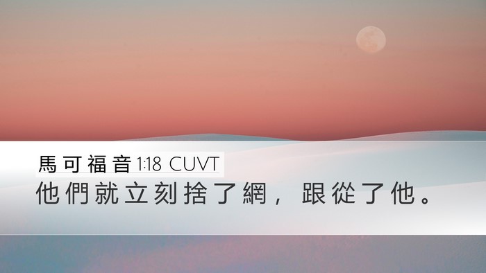 馬 可 福 音 1:18 CUVT Desktop Wallpaper - 他 們 就 立 刻 捨 了 網 ， 跟 從 了 - Desktop Bible Verse Wallpaper