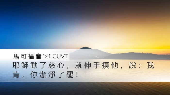 馬 可 福 音 1:41 CUVT Desktop Wallpaper - 耶 穌 動 了 慈 心 ， 就 伸 手 摸 他 - Desktop Bible Verse Wallpaper