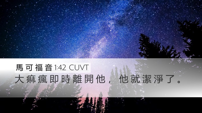 馬 可 福 音 1:42 CUVT Desktop Wallpaper - 大 痲 瘋 即 時 離 開 他 ， 他 就 潔 - Desktop Bible Verse Wallpaper