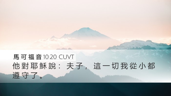 馬 可 福 音 10:20 CUVT Bible Verse Image