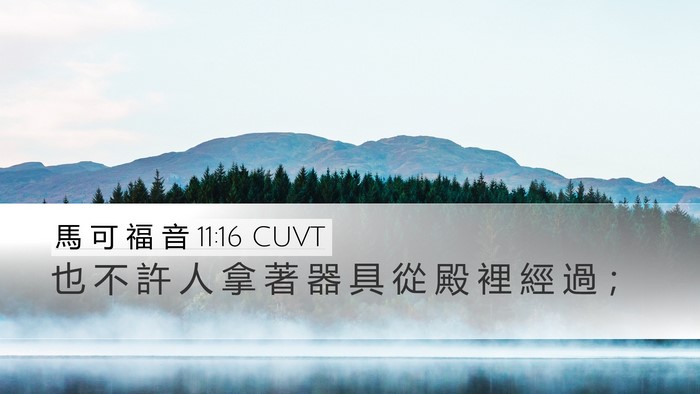 馬 可 福 音 11:16 CUVT Desktop Wallpaper - 也 不 許 人 拿 著 器 具 從 殿 裡 經 - Desktop Bible Verse Wallpaper