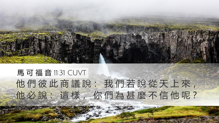 馬 可 福 音 11:31 CUVT Desktop Wallpaper - 他 們 彼 此 商 議 說 ： 我 們 若 說 - Desktop Bible Verse Wallpaper
