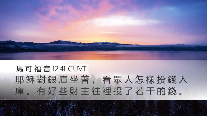 馬 可 福 音 12:41 CUVT Bible Verse Image