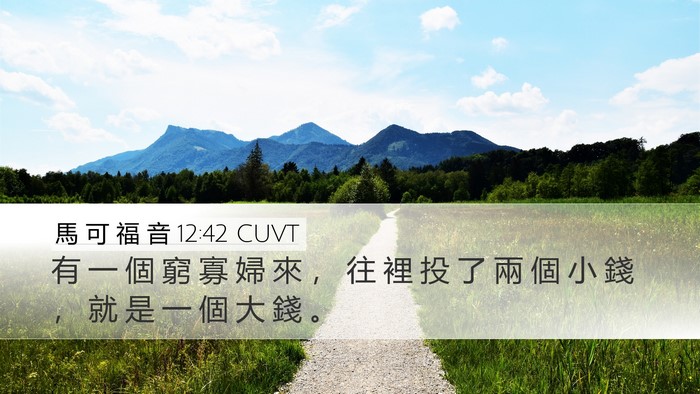 馬 可 福 音 12:42 CUVT Bible Verse Image