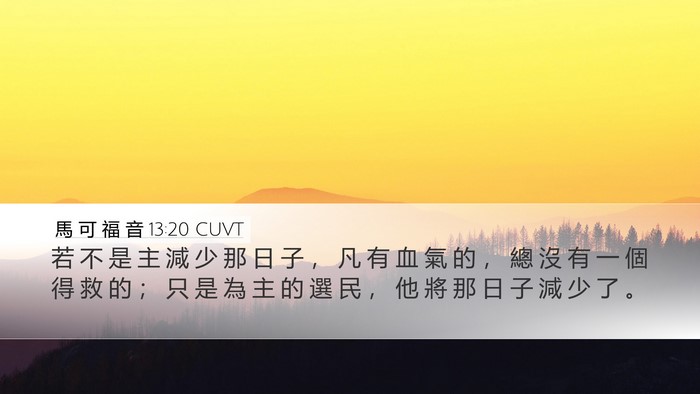 馬 可 福 音 13:20 CUVT Bible Verse Image