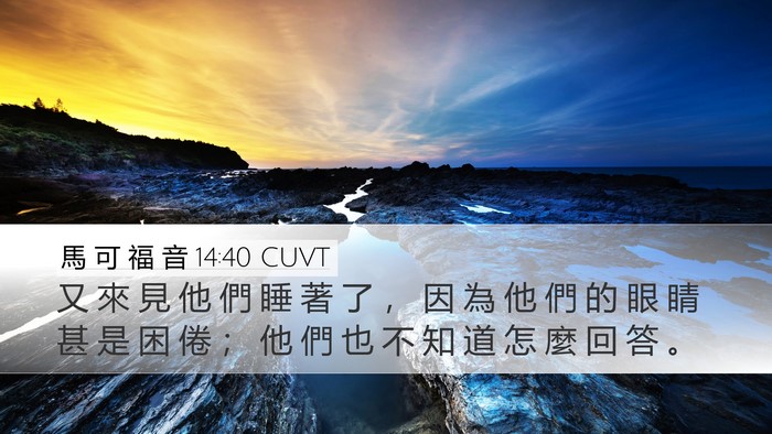 馬 可 福 音 14:40 CUVT Desktop Wallpaper - 又 來 見 他 們 睡 著 了 ， 因 為 他 - Desktop Bible Verse Wallpaper