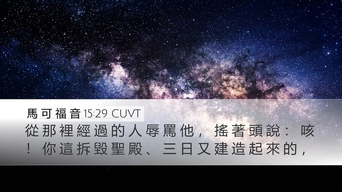 馬 可 福 音 15:29 CUVT Bible Verse Image