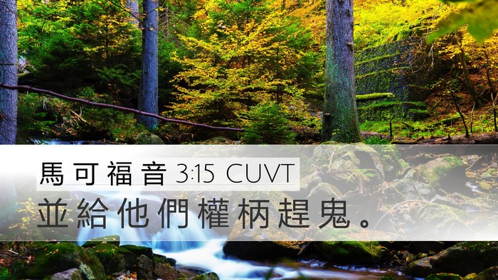 馬 可 福 音 3:15 CUVT Desktop Wallpaper - 並 給 他 們 權 柄 趕 鬼 - Desktop Bible Verse Wallpaper