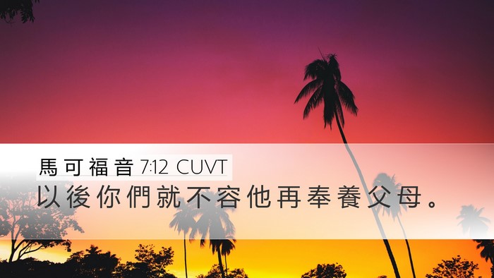馬 可 福 音 7:12 CUVT Desktop Wallpaper - 以 後 你 們 就 不 容 他 再 奉 養 父 - Desktop Bible Verse Wallpaper