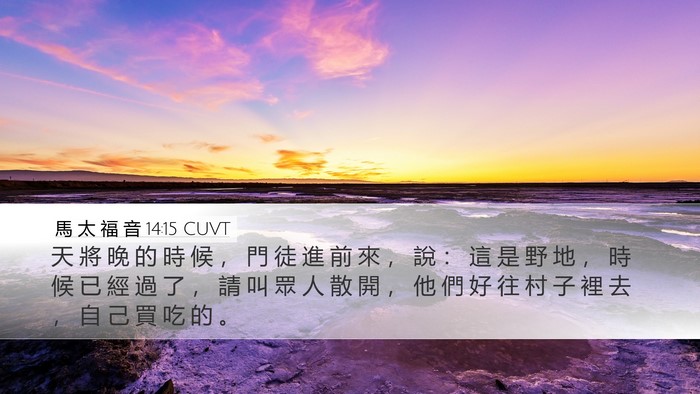 馬 太 福 音 14:15 CUVT Desktop Wallpaper - 天 將 晚 的 時 候 ， 門 徒 進 前 來 - Desktop Bible Verse Wallpaper