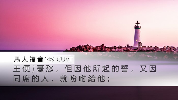 馬 太 福 音 14:9 CUVT Desktop Wallpaper - 王 便 } 憂 愁 ， 但 因 他 所 起 的 誓 - Desktop Bible Verse Wallpaper