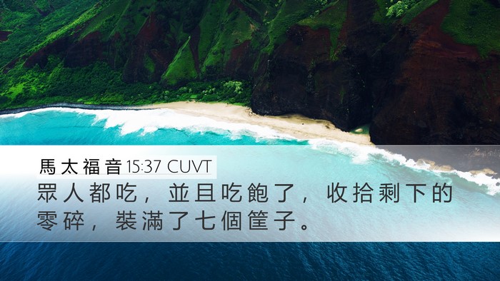 馬 太 福 音 15:37 CUVT Desktop Wallpaper - 眾 人 都 吃 ， 並 且 吃 飽 了 ， 收 - Desktop Bible Verse Wallpaper