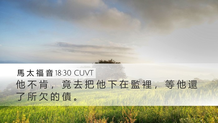 馬 太 福 音 18:30 CUVT Desktop Wallpaper - 他 不 肯 ， 竟 去 把 他 下 在 監 裡 - Desktop Bible Verse Wallpaper