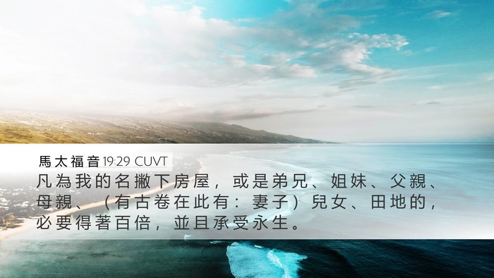 馬 太 福 音 19:29 CUVT Bible Verse Image