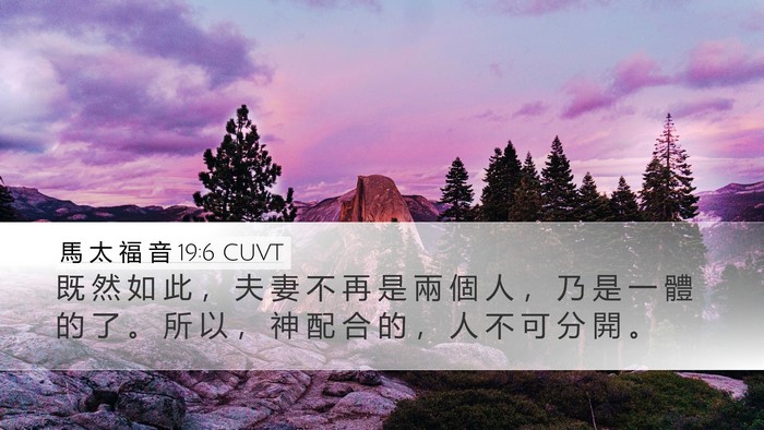 馬 太 福 音 19:6 CUVT Desktop Wallpaper - 既 然 如 此 ， 夫 妻 不 再 是 兩 個 - Desktop Bible Verse Wallpaper
