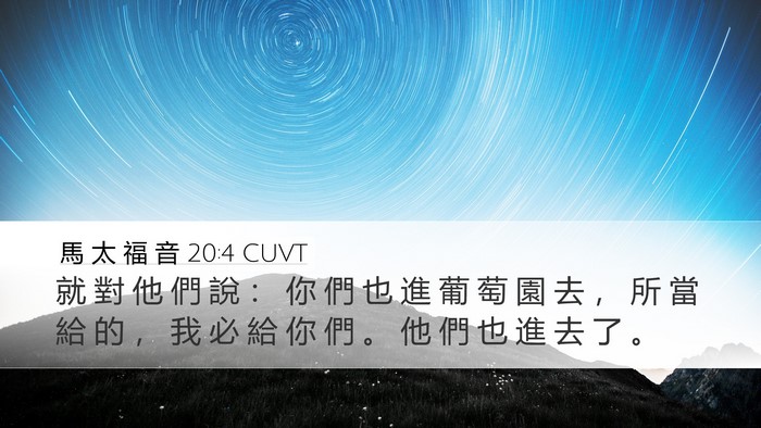 馬 太 福 音 20:4 CUVT Desktop Wallpaper - 就 對 他 們 說 ： 你 們 也 進 葡 萄 - Desktop Bible Verse Wallpaper