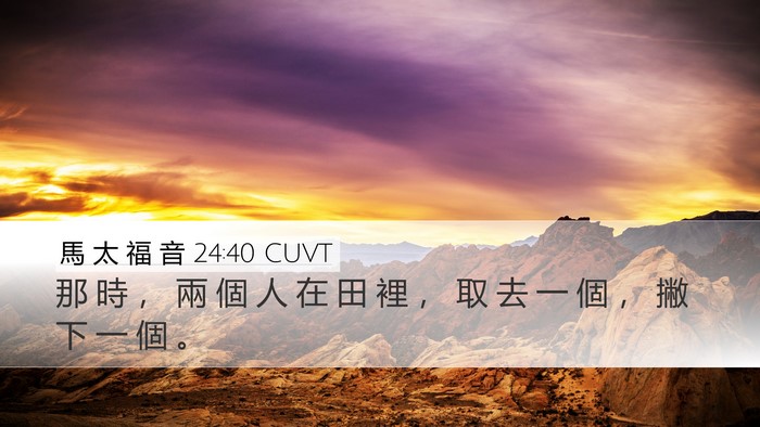 馬 太 福 音 24:40 CUVT Desktop Wallpaper - 那 時 ， 兩 個 人 在 田 裡 ， 取 去 - Desktop Bible Verse Wallpaper