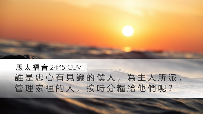 馬 太 福 音 24:45 CUVT Desktop Wallpaper - 誰 是 忠 心 有 見 識 的 僕 人 ， 為 - Desktop Bible Verse Wallpaper