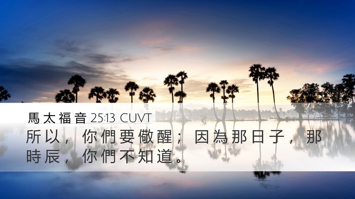 馬 太 福 音 25:13 CUVT Bible Verse Image