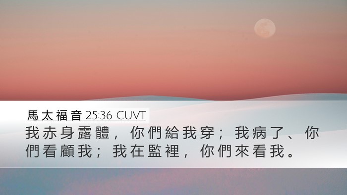 馬 太 福 音 25:36 CUVT Bible Verse Image
