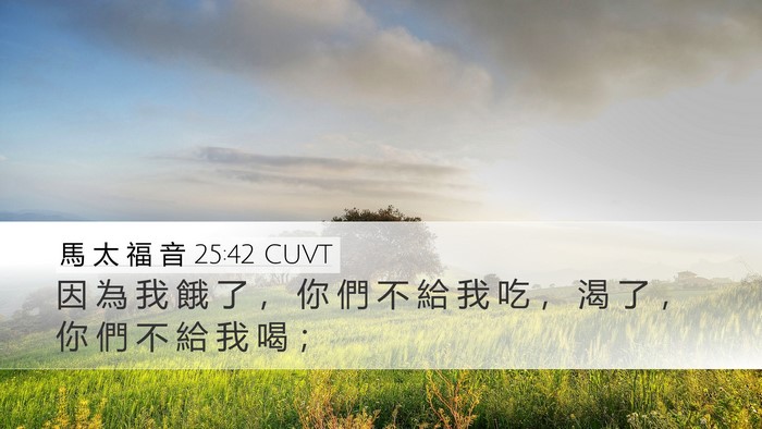馬 太 福 音 25:42 CUVT Bible Verse Image