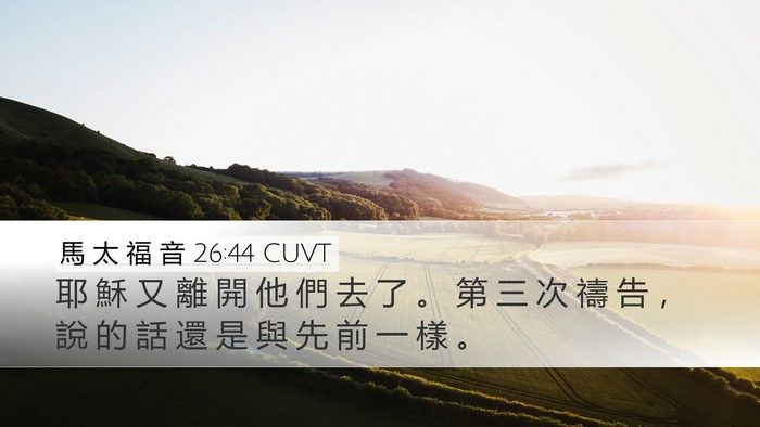 馬 太 福 音 26:44 CUVT Desktop Wallpaper - 耶 穌 又 離 開 他 們 去 了 。 第 三 - Desktop Bible Verse Wallpaper