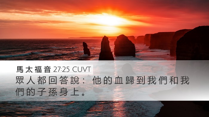 馬 太 福 音 27:25 CUVT Bible Verse Image