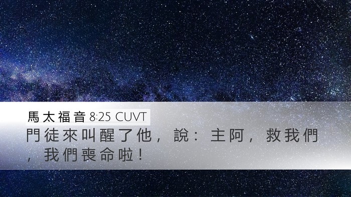 馬 太 福 音 8:25 CUVT Desktop Wallpaper - 門 徒 來 叫 醒 了 他 ， 說 ： 主 阿 - Desktop Bible Verse Wallpaper