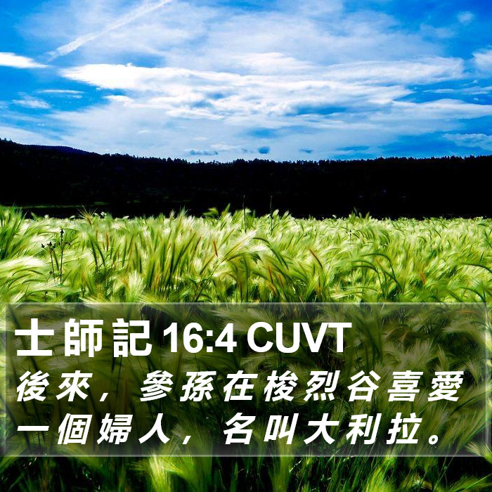 士 師 記 16:4 CUVT - 後 來 , 參 孫 在 梭 烈 谷 喜 愛 一