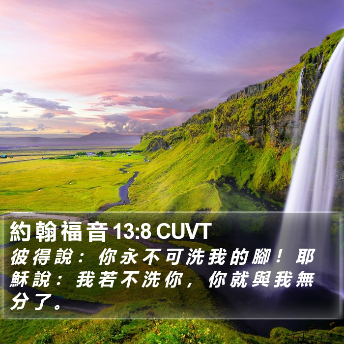 約 翰 福 音 13:8 CUVT - 彼 得 說 : 你 永 不 可 洗 我 的 腳