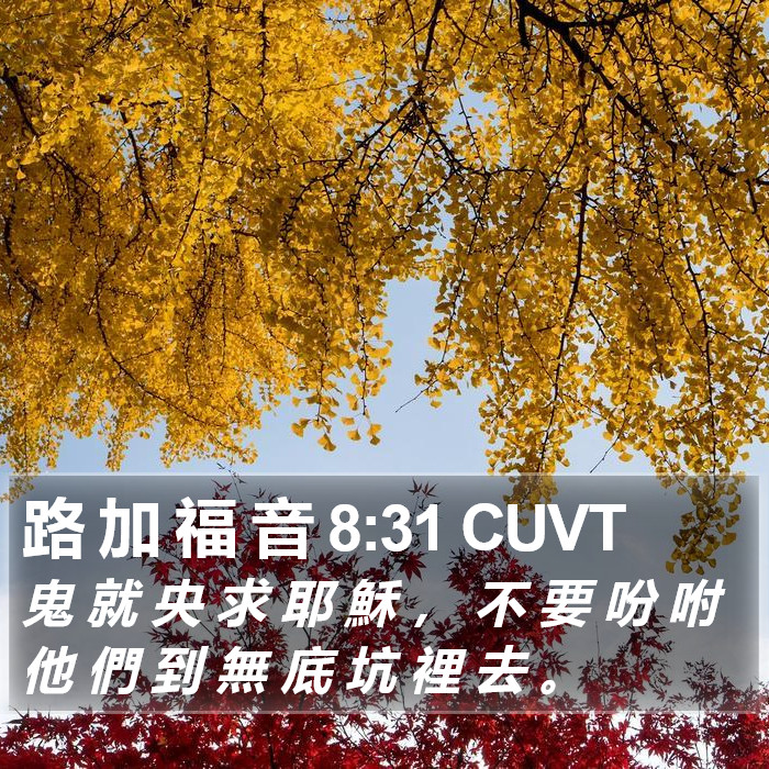 路 加 福 音 8:31 CUVT - 鬼 就 央 求 耶 穌 , 不 要 吩 咐 他
