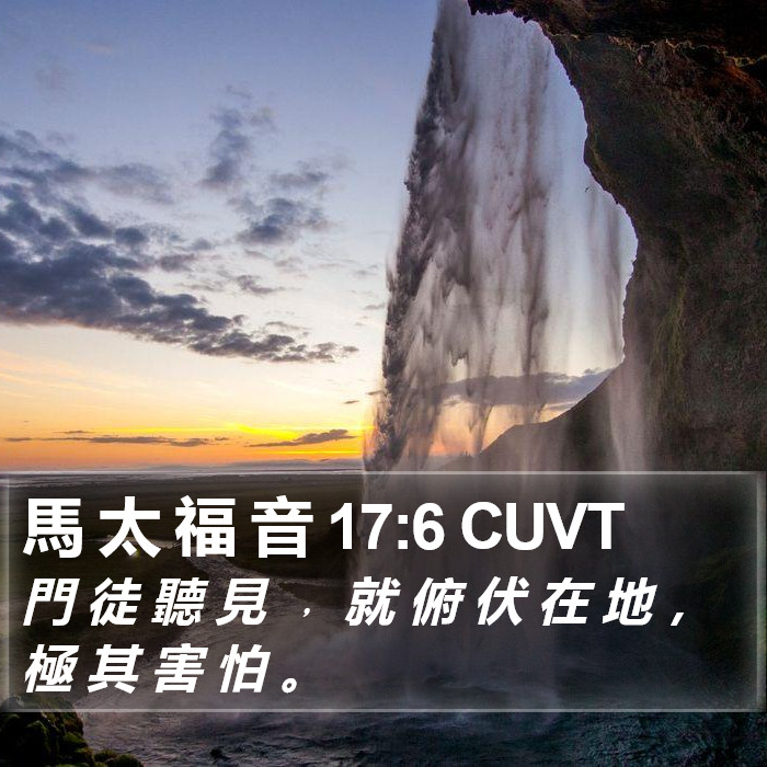 馬 太 福 音 17:6 CUVT - 門 徒 聽 見 ﹐ 就 俯 伏 在 地 ， 極