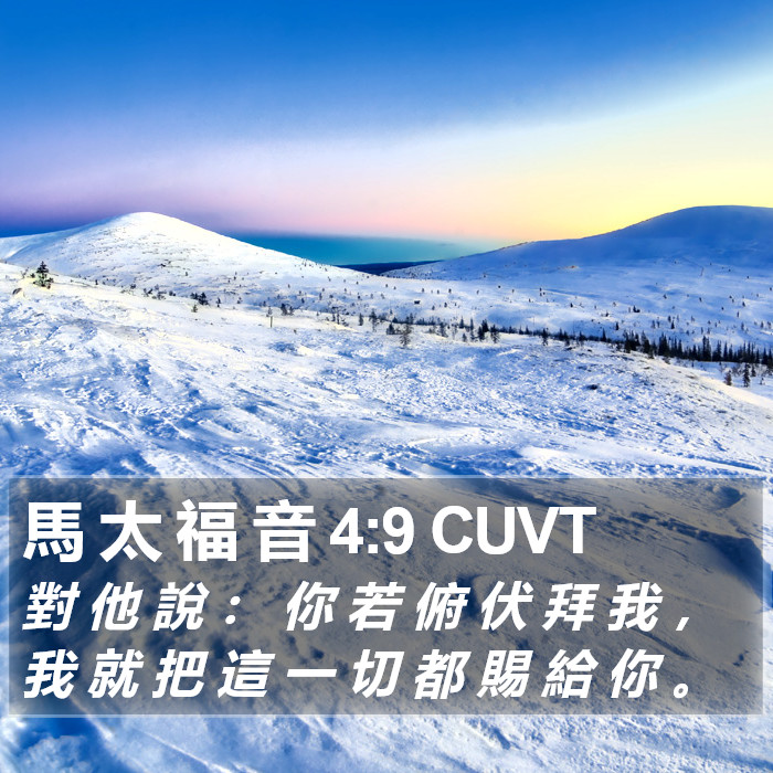 馬 太 福 音 4:9 CUVT - 對 他 說 ： 你 若 俯 伏 拜 我 ， 我