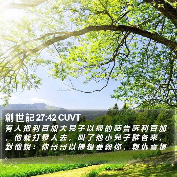 創 世 記 27:42 CUVT - 有 人 把 利 百 加 大 兒 子 以 掃 的 - Bible Verse Picture