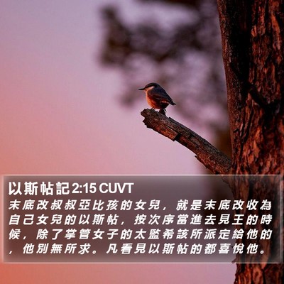 以 斯 帖 記 2:15 CUVT Bible Verse Image