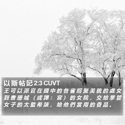 以 斯 帖 記 2:3 CUVT Bible Verse Image