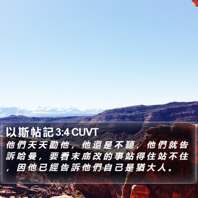 以 斯 帖 記 3:4 CUVT Bible Verse Image