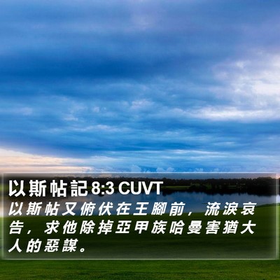 以 斯 帖 記 8:3 CUVT Bible Verse Image