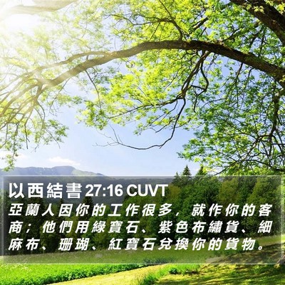 以 西 結 書 27:16 CUVT Bible Verse Image
