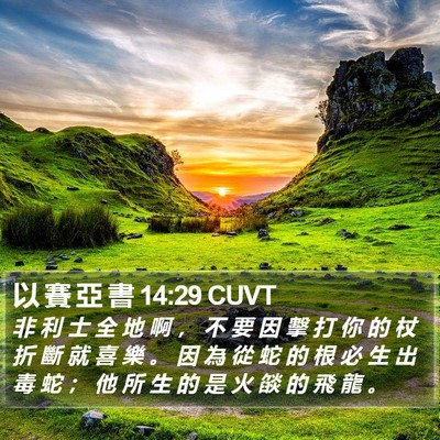 以 賽 亞 書 14:29 CUVT Bible Verse Image