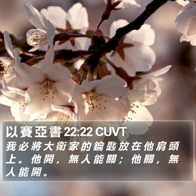 以 賽 亞 書 22:22 CUVT Bible Verse Image