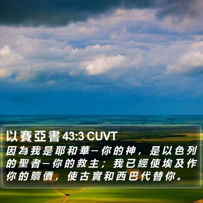 以 賽 亞 書 43:3 CUVT Bible Verse Image