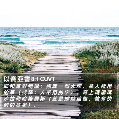 以 賽 亞 書 8:1 CUVT Bible Verse Image