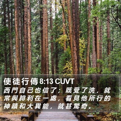 使 徒 行 傳 8:13 CUVT Bible Verse Image