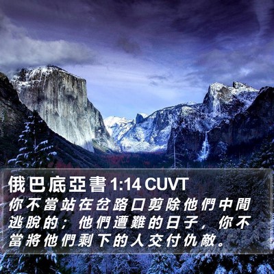 俄 巴 底 亞 書 1:14 CUVT Bible Verse Image
